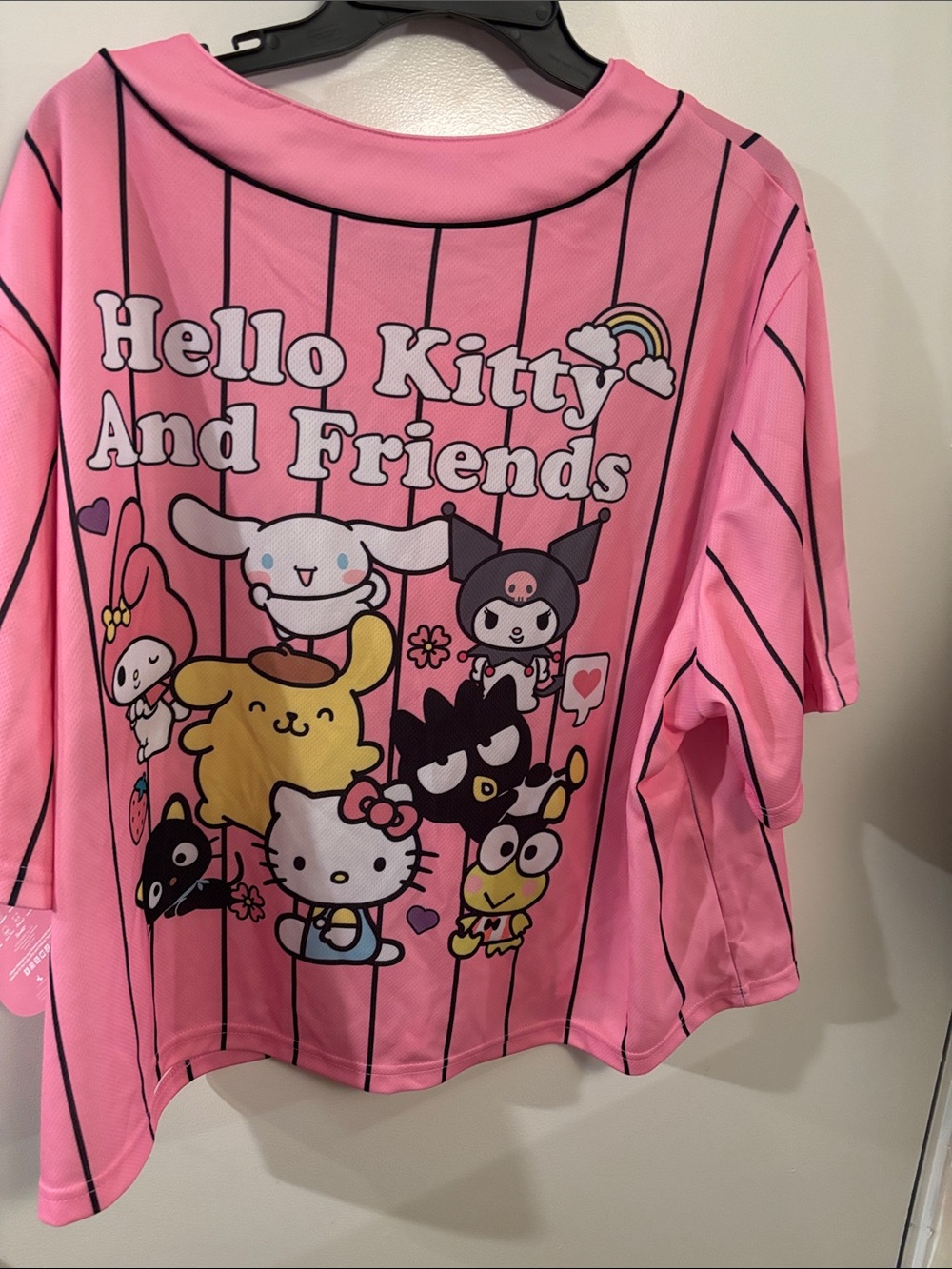 Hello Kitty Pink Pinstripe Baseball Button-Front Kids Top - Picture 4 of 4